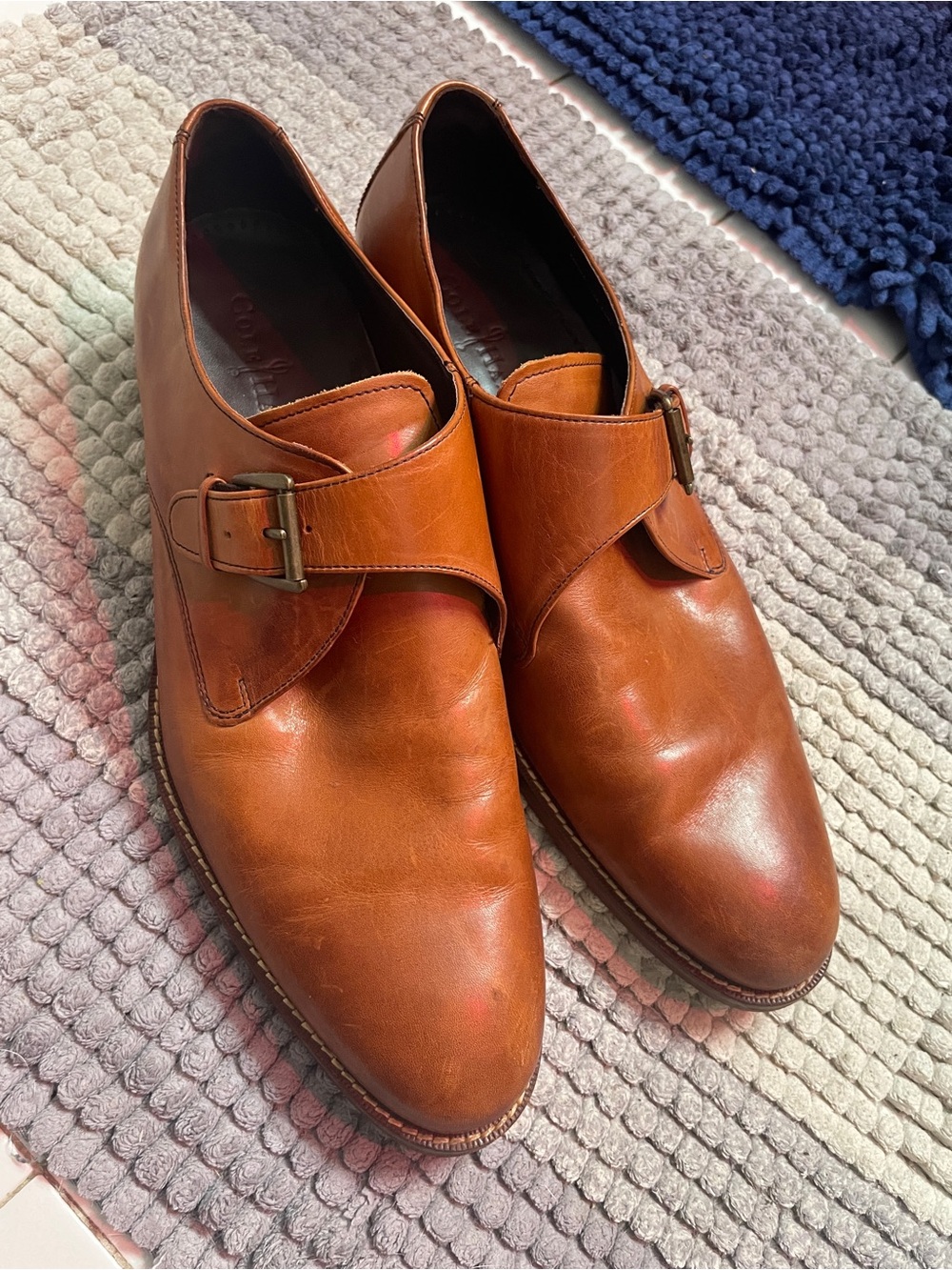 Cole Haan Tan Leather Monk Strap Oxfords